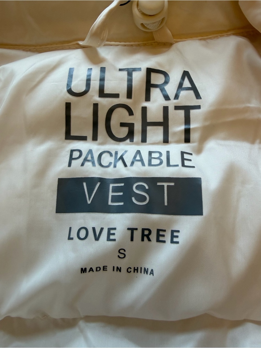 Love Tree Cream Quilted Puffer Vest - Snap Front - Picture 2 of 3